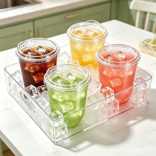 Image of 100 Sets 12 oz Clear Plastic Cups with Lids | Disposable Iced Coffee Cups with Sip Lids,Sturdy Plastic Smoothie Cups for Cold Drinks,Juice,Milkshake
