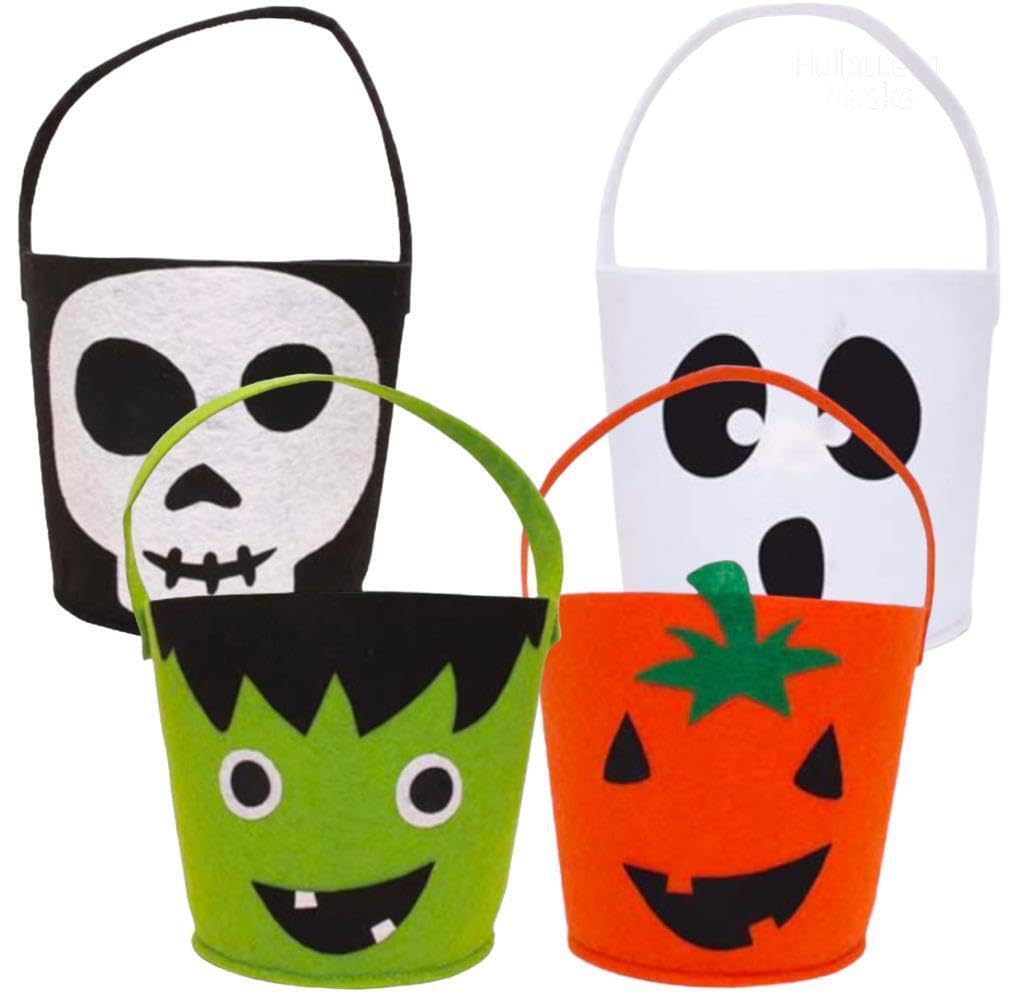 Orbitron Basket Trick Or Treat Pumpkin Handbag Tote Bags Loot Bucket Halloween Candy Bag (All 4 Pattern)