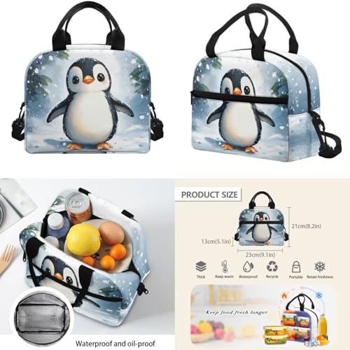 Cute Penguin Backpack for Girls 6-8 Preschool School Bookbag and Lunch Box Pencil Purse Water Bottle Sleeve Secondary Primary Schoolbag Holiday Gifts for Kids Boys 4 In 1 Set3