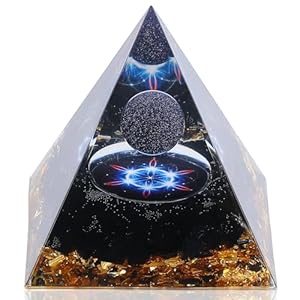 Orgone Pyramid ​for Positive Energy, Amethyst and Obsidian Healing Crystals Stones for Reduce Stress Chakra Reiki Healing Meditation Attracts Lucky and Success (Cl-1)