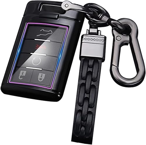 Miniatura 10 de ontto Compatible con Cadillac Key Fob Protector Carbon Pattern Key Case ABS Car Key Cover para SRX DTS STS XTS CTS Escalade 2005-2011 Negro