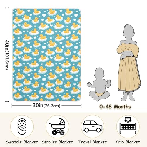 Image of Toddler Blanket for Baby Boy or Girl Soft Multi Use Wrap Swaddle for Infant Toddler 30X40in Cute Yellow Ducks Floating on Clouds
