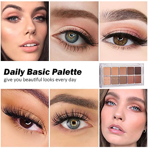 Bingbrush 10 Colors Brown Eyeshadow Pallet, Warm Toned High Pigmented Matte Eyeshadow, Natural Neutral Eyeshadow Ultimate Makeup Palette, Vibrant Make Up Pallets Kit #TOP1