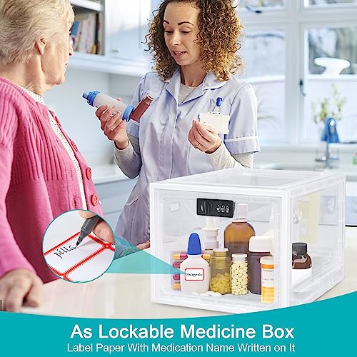 Image of Lalifebuss Combination Lock Boxes for Personal Items, Lockable Storage Box for Office Locker /School /Medicine /Snacks /Phone Jail /Electronic /Home (2 Pack /Black)