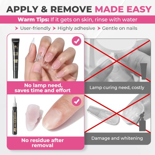 Image of UNA GELLA 15g Semi Solid Nail Glue and 10ml Nail Glue Remover Kit for Press On Nails, No U V Light Needed Quick Dry Adhesive, Rotary Flow Control Debonder with Built-in Pry Bar Tip, 28+ Days Hold