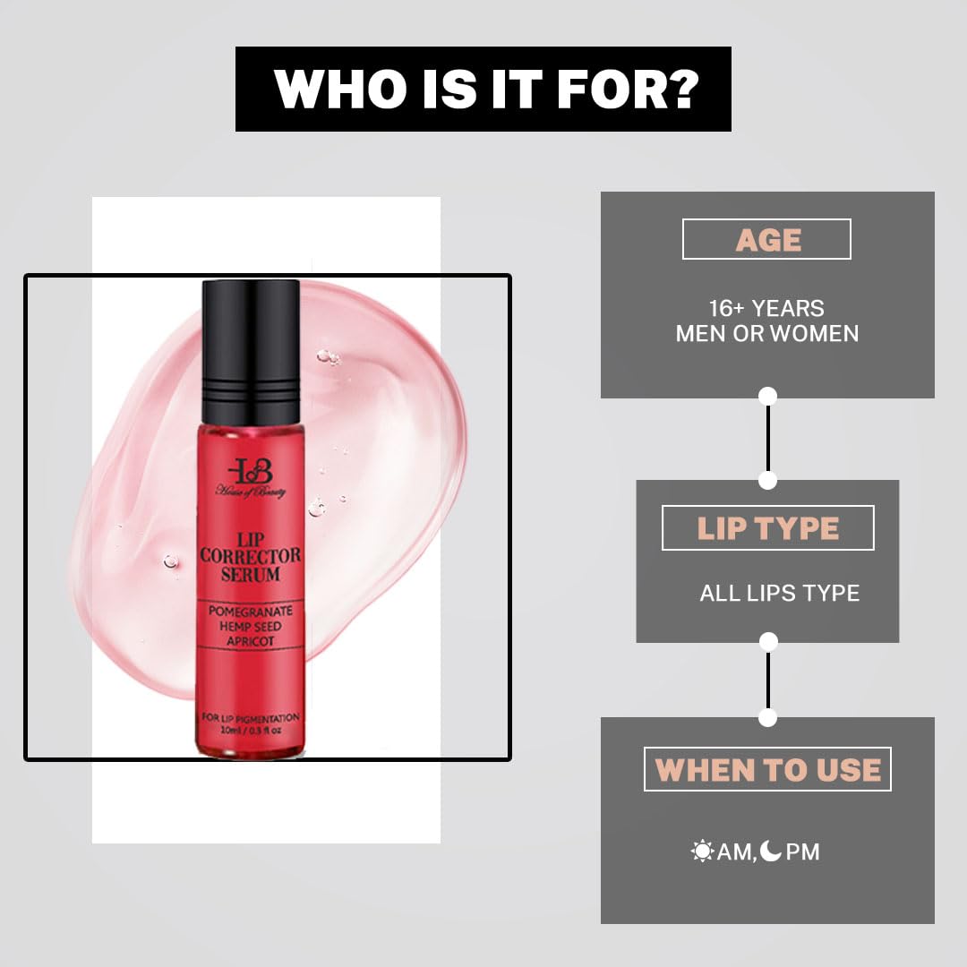 HOUSE OF BEAUTY Lip Color Corrector Serum | Enriched with Pomegranate, Hemp Seed & Apricot | Lip Pigmentation | Unisex (10ml) - Image 8 thumbnail