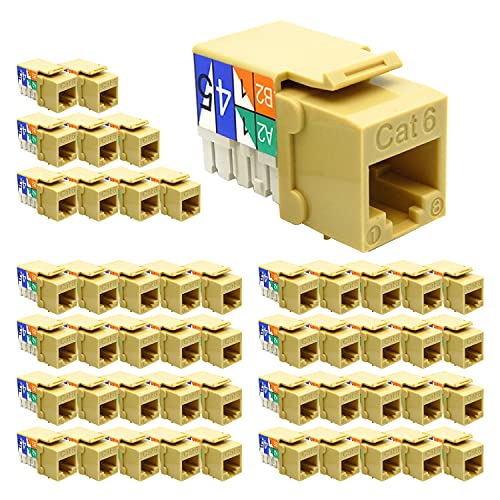 Cat.6 RJ45 110 Type Keystone Jack (50-Pack, Ivory)