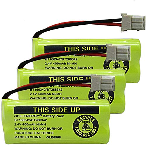 GEILIENERGY NiMH 2.4V 400mAh Battery Compatible with VTech BT-166342 BT-266342 BT-162342 BT-262342 BT183342 BT-183342 Sanik 2SN-AAA40H-S-X2 VTech CS6719-2 Cordless Phone (Pack of 3)