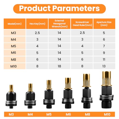 6 Stück Nietmutternzange Set für M3 M4 M5 M6 M8 M10, Nietmuttern Nieten Set, Einpressmuttern Nietmuttern Set Werkzeug für Gewindeeinsatzzangen, Handnietzangen, Nietmutter Werkzeug