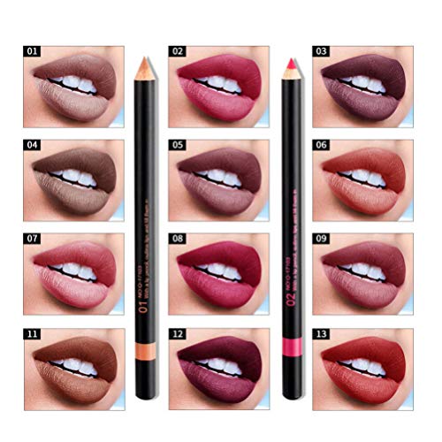 PIXNOR Conjunto de Lápis de Delineador de Lábios 12 Pcs Lápis Fosco à Prova de Suor à Prova de Suor
