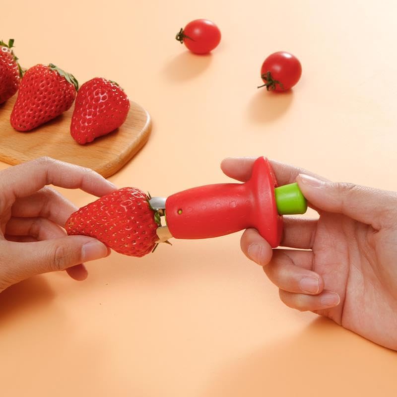 Miniatura 2 de Strawberry Huller - Juego de rebanador de frutas, rojoverde, herramienta de extracción rápida de fresa, herramientas de cocina y accesorios de