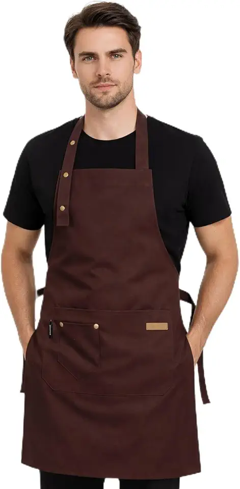 Avental Profissional com Bolso Grande, Alças Ajustáveis, Tecido Impermeável, Avental de Cozinha, Churrasqueiro, Unisex,Barbeiro, Avental Jardinagem