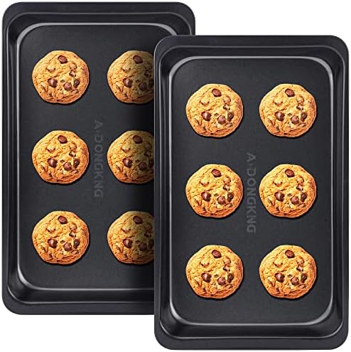 Baking Sheet Pans, Cookie Tray, Nonstick Heavy Carbon Steel Bakeware, 2-Pack, 12 X 7.5 Inches (Inner 11 X 6.9)