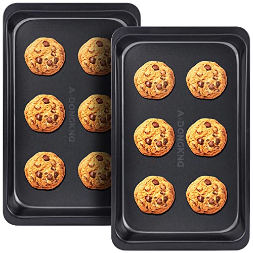 Baking Sheet Pans, Cookie Tray, Nonstick Heavy Carbon Steel Bakeware, 2-Pack, 12 X 7.5 Inches (Inner 11 X 6.9) #TOP16