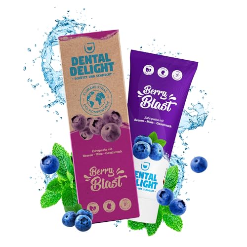 DENTAL DELIGHT Berry Blast Zahnpasta, Vegane Zahnpasta mit Geschmack, Zahncreme (Blaubeere-Minze, 1er Pack)