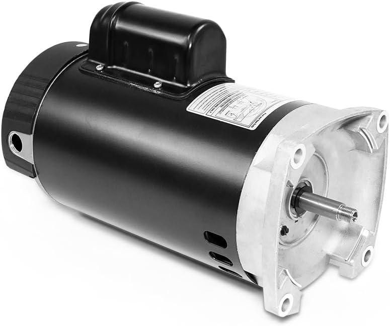 B2853 Square Flange Pool Motor, 56Y Frame, 1 HP, 115V/230V, 3450 RPM, 1.25 Service Factor Compatible with Pentair Pump, Sta-Rite, Hydro Tech, Premier, Aquaflo, Red Jacket, Sears, PAC FAB