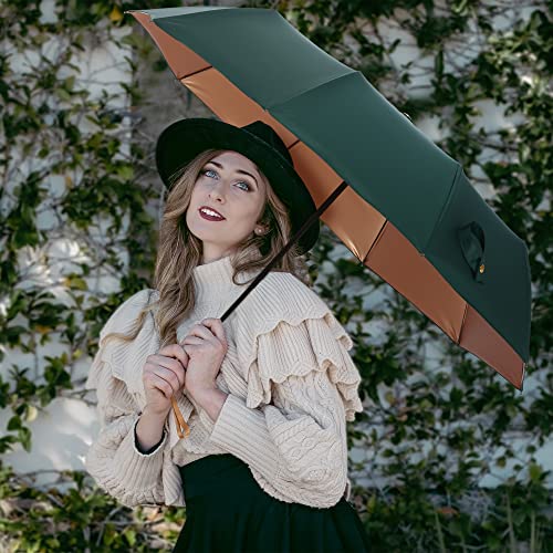 Xgvo-Iu Umbrella For Rain & Sun Travel Umbrella Windproof Quick-Dry Strong High Quality Fashion Trend Automatic Folding Umbrella(Dark Green) #TOP1