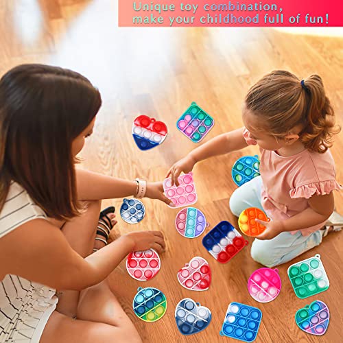 Arme 35Pcs Pop Fidget Toys，Party Favors Toddler Toys Pop Fidget Keychain Mini Fidget Toys Bulk Sensory Toys Stress Toys, Party Fidget Pack Popper Toy Gift For Girls Boys #TOP4