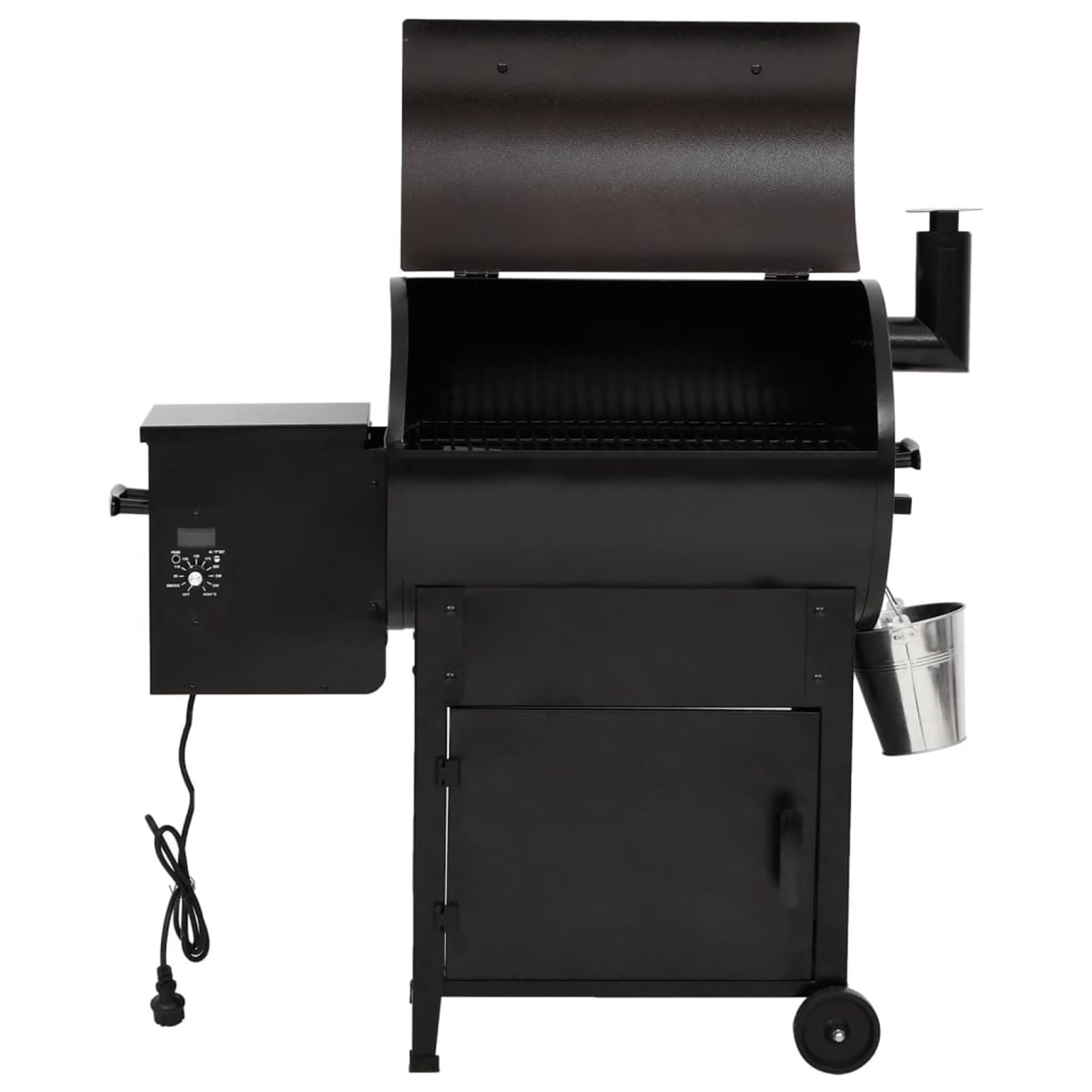 Homgoday Barbecue a pellet con camino ferro nero 104 cm