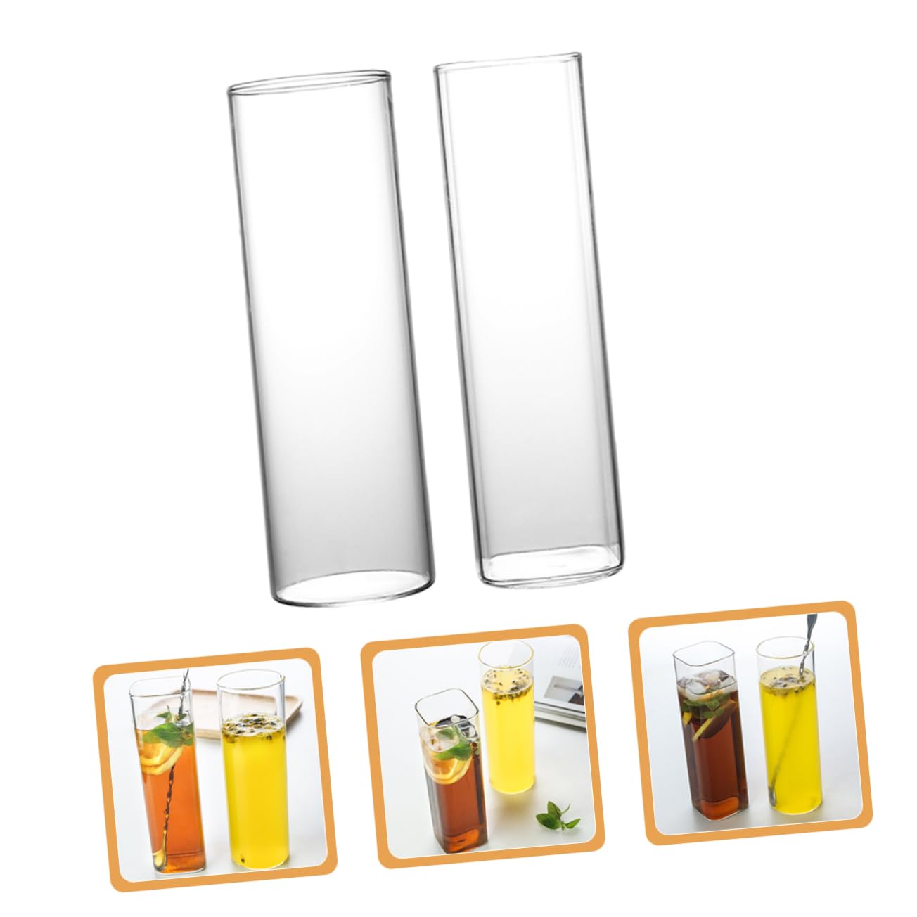 Set 2 Bicchieri Cocktail in Vetro Trasparente per Mojito e Caffè Freddo