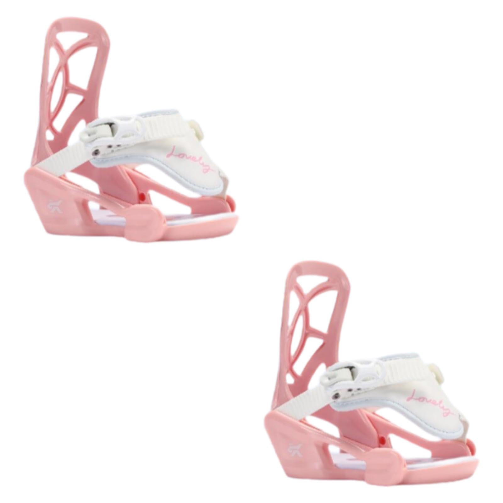 DYNWAVE Snowboard Bindings Children Kids Snowboard Gears Quick Release Buckle Skating Beginner Adjustable for Snowboarding Equipment, S Pink