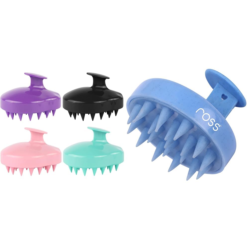 Ross Hair Scalp Massager Shampoo Brush with Soft Silicone Bristles for Manual Head Massager, Green Hair Scalp Massager Shampoo Hair Brush, Super Soft Bristles, Exfoliating, Anti-Dandruff (Blue)