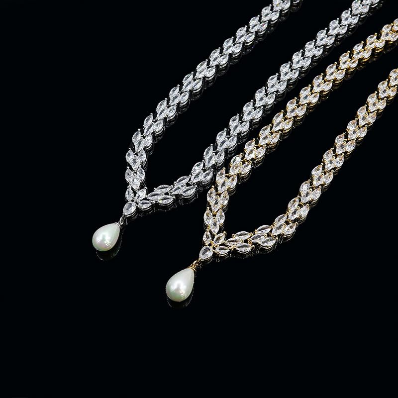 Set di gioielli di perle per donna, collana da sposa, bracciale, set di gioielli, regali, collane girocollo di perle per donna, anniversario di matrimonio compleanno