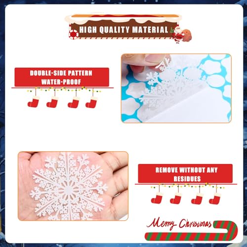 AHEONLAR Stickers Navideños de Copos de Nieve 142 Unidades miniatura 3