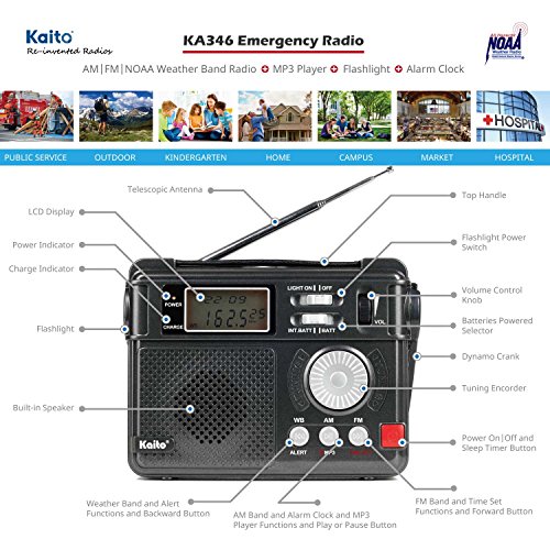 image for Kaito KA346 Digital 4-Way Powered AM/FM NOAA Weather Alert Emergency R