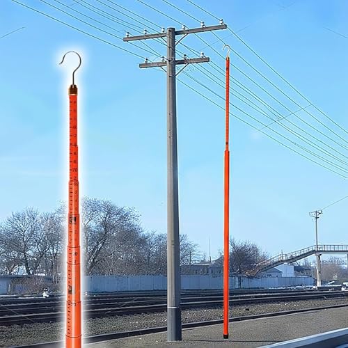 Drążek do pomiaru wysokości, lekki 6-częściowy drążek pomiarowy na plac budowy, długość 8 m, regulowana wysokość drążka do dokładnych pomiarów
