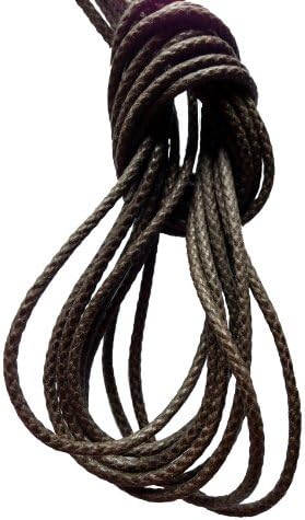 [クツヒモドットコム] 靴ひも.com ロー引き・石目柄・丸・(約2mm)・濃茶・330cm・ひも先加工-クリア（透明） セル ・み