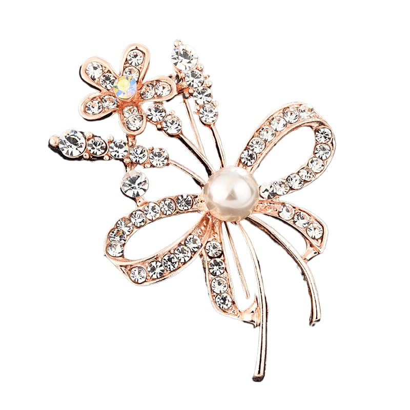Image of Brooch Pins for Women,Pearl Crystal Gold Brooch Jewelry