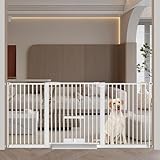 Seogva ペットゲート 3.5cm柵間隔 ペットドア付き 高さ78cm ペットゲート 犬 猫 ゲート ブラック ホワイト 猫用ゲート 過密フレーム付き 猫 ゲート 犬すり抜け防止フェンス つっぱり 扉付き 赤ちゃん ベビーゲート 突っ張り式 自動ロック 階段上 （設置幅166-176cm、ホワイト）