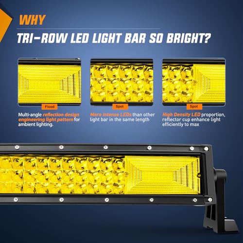 Image of Nilight 52 Inch LED Light Bar 783 LED Chips Curved Triple Row Fog Light Yellow Beam Spot Flood Combo High Power LED Driving Lights Off Road Lights for Trucks SUV UTV ATV Truck Van 4x4 Boat