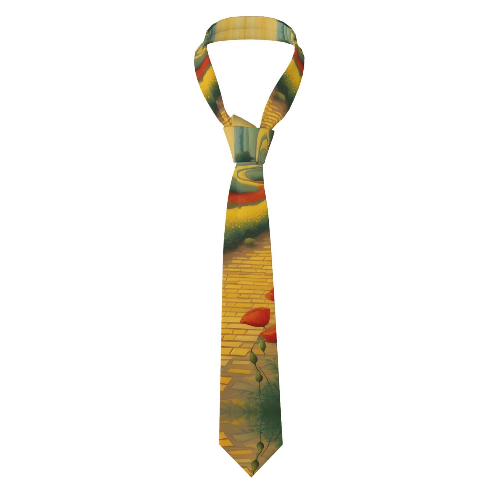 Men'S Necktie Yyhwhjde Poppies Field Yellow Brick Road Printed For Business, Daily, Work, Birthday, Wedding, Party, Banquet, Gift