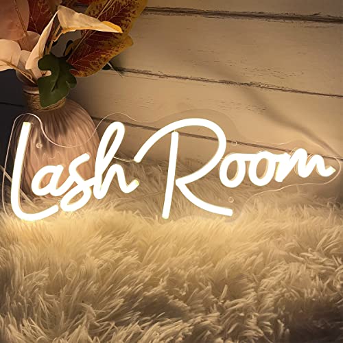 Image of Lash Room Neon Sign For Spa Beauty Room Nail Brows Lashed Salon Studio LED Wall Art Decor For Business Stores Logo Barber Shops Led Word Indoor Custom Neon Lights 5V USB Powered Warm White 40x14.55cm