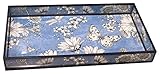 nu steel Decorative Glass Blue Printed Floral Tray, Hand Storage, Towel Rack, Sturdy Holder for...