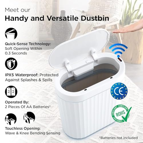 Image of Kuber Industries 7L Plastic Automatic Touchless Motion Sensor Dustbin | Quick Open, Soft Close Lid Garbage Bin for Kitchen & Bathroom | Indoor & Outdoor Trash Can