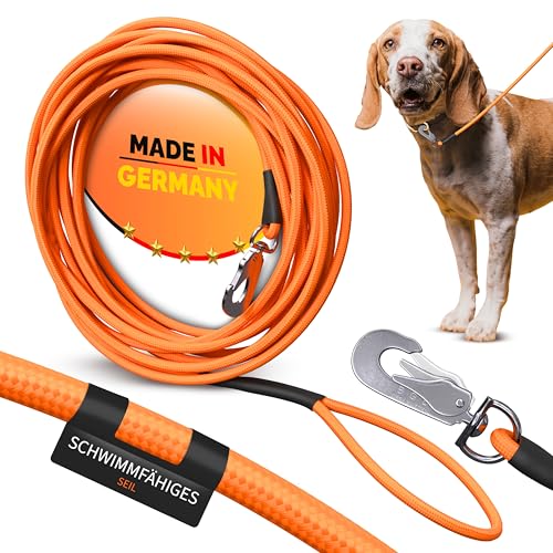 5m Schleppleine Hund – besonders leichte & schwimmfähige Trainingsleine aus Seil 3–50m mit Handschlaufe | Flexible, reißfeste Hundeleine mit Karabiner für Rückruftraining – ideal kleine & große Hunde