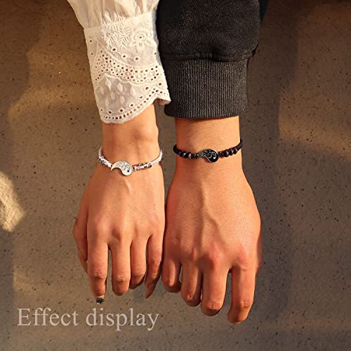 2Pcs Yin Yang Matching Dragon Bracelet for Women Men,Yin Yang Couple Bracelet for Boyfriend Girlfriend Best Witness Gift4