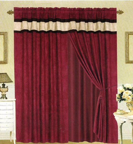 Grand Linen B00I0O89LA 7 Piece Burgundy Brown Black Bed In A Bag Micro Suede King Comforter Set thumb #1