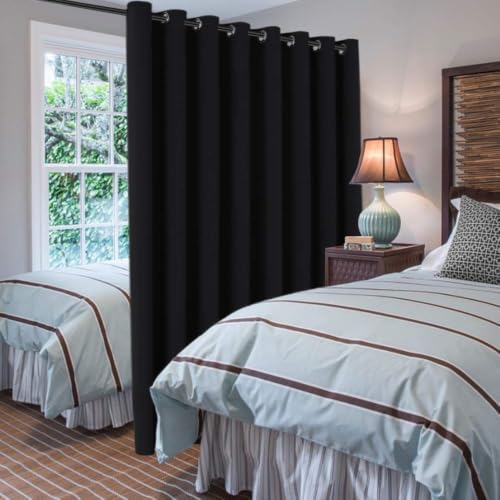 Image of H.VERSAILTEX Blackout Patio Curtains 100 x 102 Inches for Sliding Door Extral Wide Blackout Curtain Panels Thermal Insulated Room Divider - Grommet Top, 8.5' Tall by 8.3' Wide - Jet Black