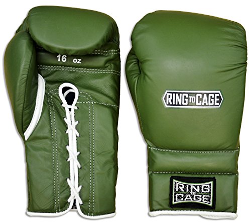 Japanese Style Training Boxing Gloves 2.0 - Hook&Loop or Lace-Up - 12oz, 14oz, 16oz, 18oz - 9 Colors to Choose (Marine Green, 16oz Lace-up)