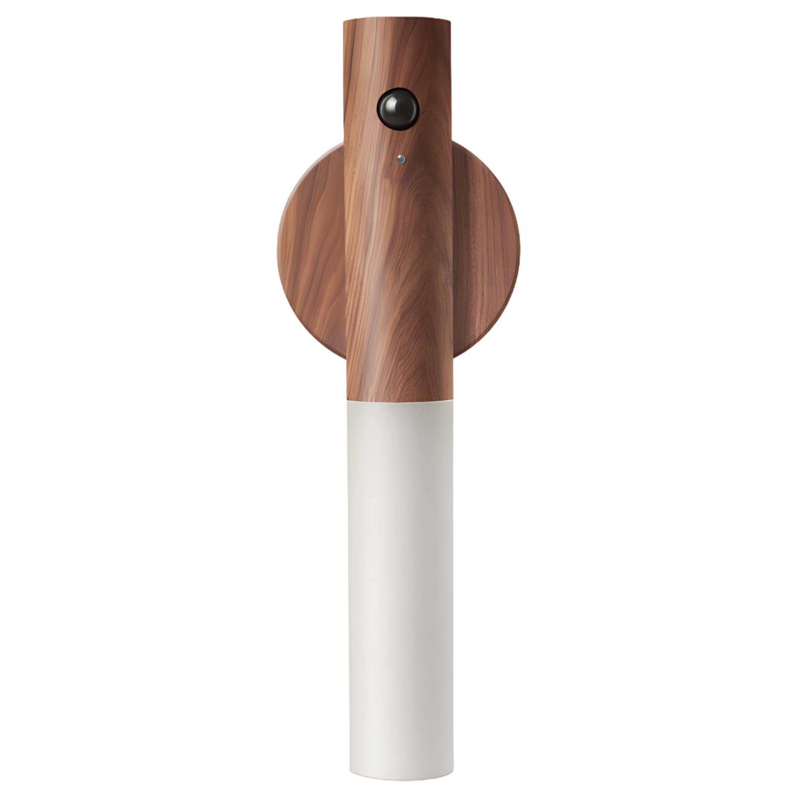 Lámpara de pared LED recargable con sensor de movimiento, blanco cálido, 120°, desmontable con base de madera para escalera