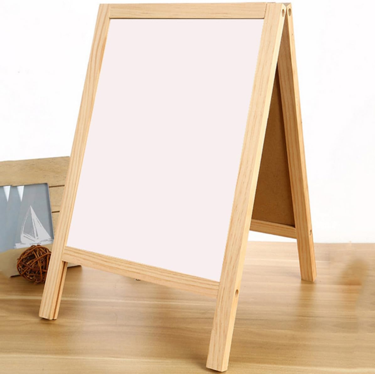 Wooden Message Chalkboard Double Sided Stand for Bar Counter Display