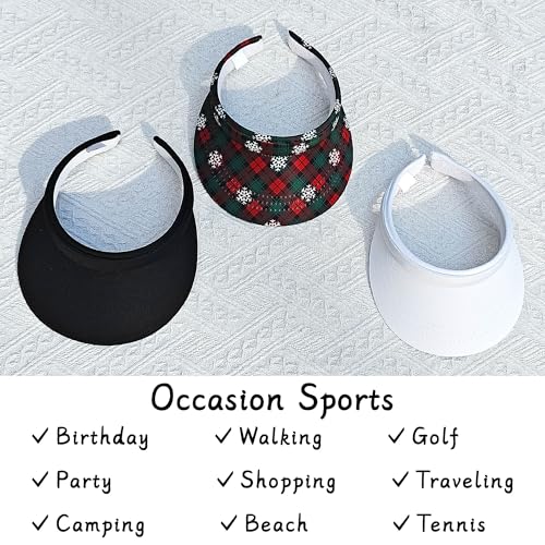 Image of 3 Pack Sports Sun Visor Hat Women Men Adjustable Clip On Visors Outdoor Golf Beach Cap