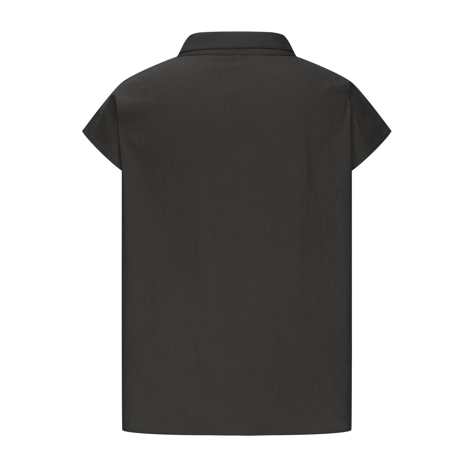 Womens Tshirts Cotton Linen High Neck Cap Sleeve Shirt Summer Fashion Casual Cotton Linen Blouses Trendy Tops