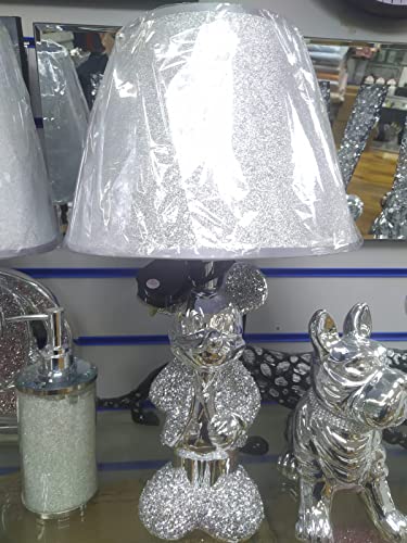 Biznest Mickey Mouse Lamp with Shade Crushed Diamond Crystal Sparkly Silver Mirrore