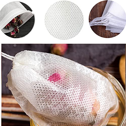 Tea Filters Bags, Safe & Natural Material, Disposable Tea Infuser, Empty Tea Bags With Drawstring For Loose Leaf Tea Steeper,Coffee, Spice, Herbs,Set Of 100（3.15 X 3.94 Inch ）(White) #TOP2