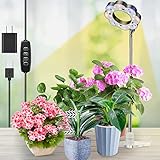 Grow Lights for Indoor Plants, Full Spectrum Plant Lights for Indoor Growing, Height Adjustable Led Halo Grow Light with Base, Growing Lamp with Automatic Timer, 10-Level Dimmable for Indoor Garden